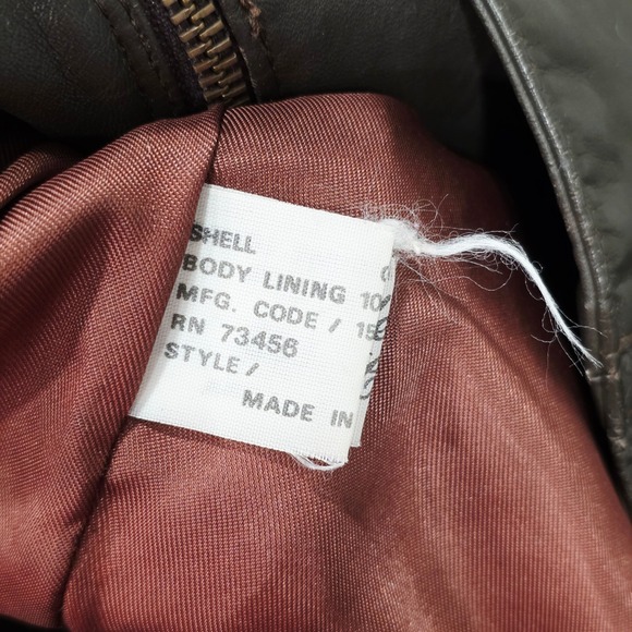 Vintage Comint Metallic Patterned Leather Bomber Jacket Brown Size M - Picture 11 of 15